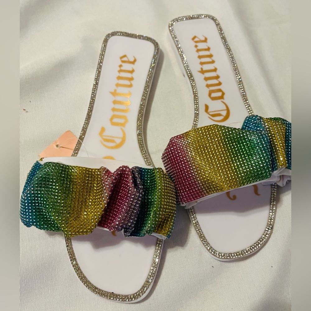 Juicy Couture Rainbow Jelly Hollyn Embellished Slip On Sandals 7 - Picture 3 of 12